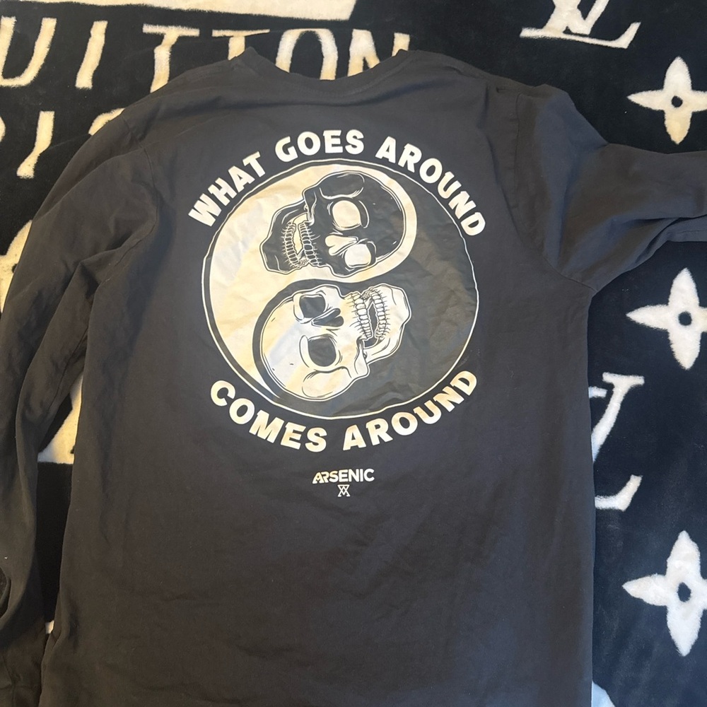 Black Long Sleeve Shirt with Skull Graphic